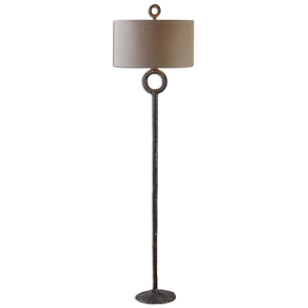 Ferro Cast Iron with Aged Rust Bronze One Light Floor Lamp, image 1