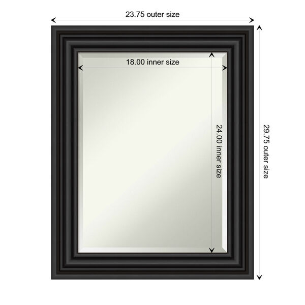 Colonial Black 24W X 30H-Inch Bathroom Vanity Wall Mirror, image 6