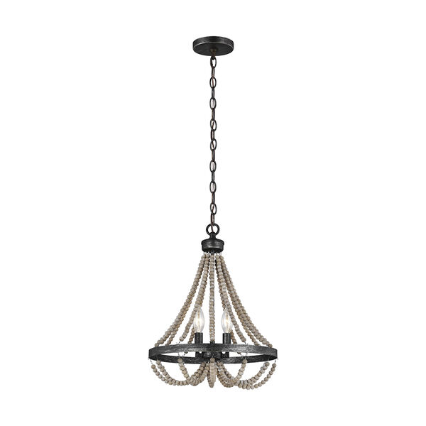 Oglesby Washed Pine Two-Light Chandelier, image 1