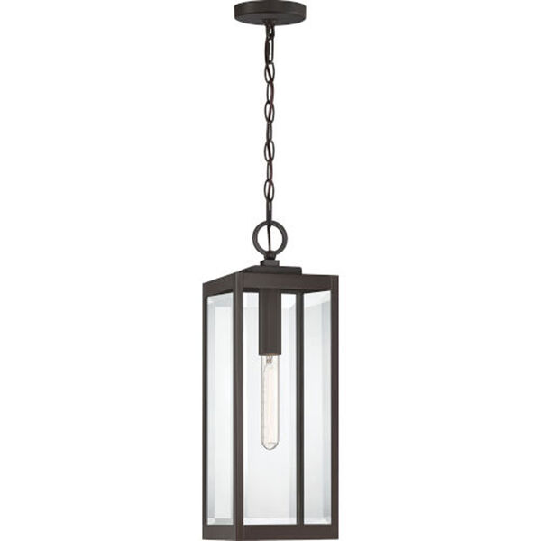 Pax Bronze 7-Inch One-Light Outdoor Hanging Lantern with Beveled Glass, image 1