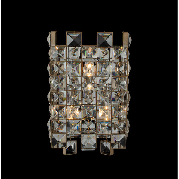 Piazze Brushed Champagne Gold Three-Light Wall Sconce with Firenze Crystal, image 2