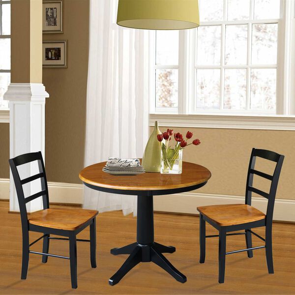 Black and Cherry Round Pedestal Table with Chairs, 3-Piece, image 2