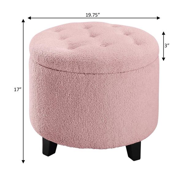 Designs 4 Comfort Sherpa Pink Round Sherpa Storage Ottoman, image 3
