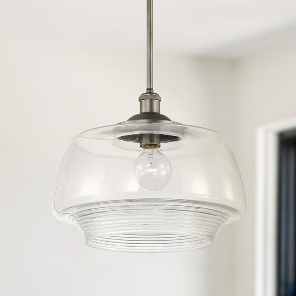 Miller Graphite One-Light Pendant with Clear Ribbed Glass, image 2