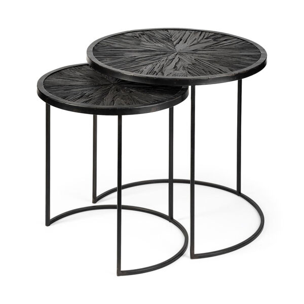 Chakra Dark Wood Black Round Nesting Table, Set of Two, image 1