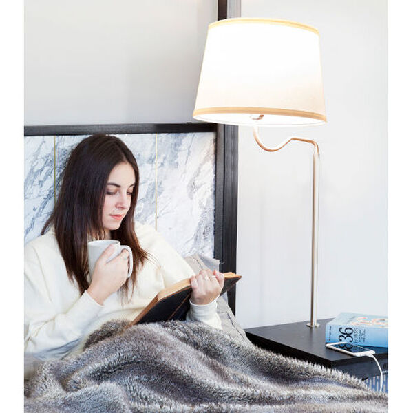 Madison Black LED Floor Lamp with White Shade, image 2