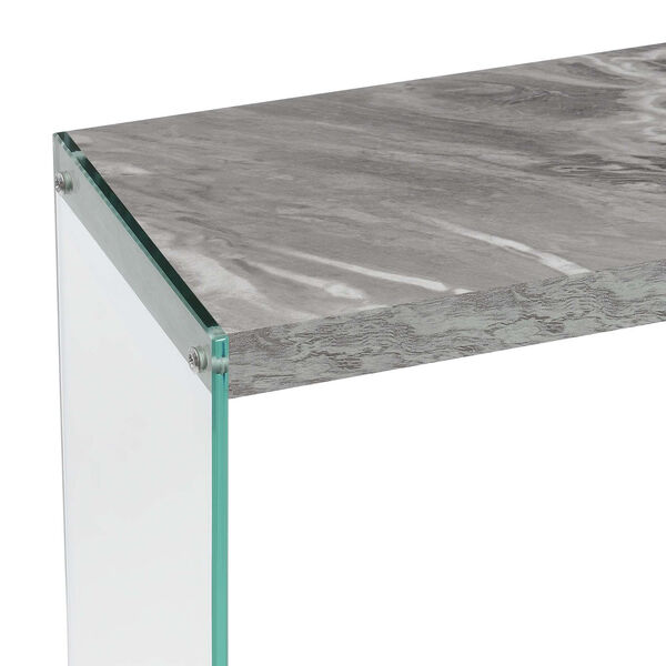 SoHo Gray Faux Marble and Glass V-Console Table with Shelf, image 2