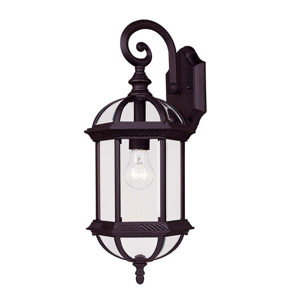 Kensington Small Textured Black Outdoor Wall-Mounted Lantern, image 1