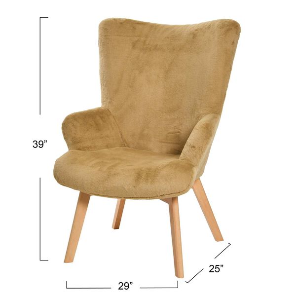 Light Brown Plush Wingback Chair, image 6