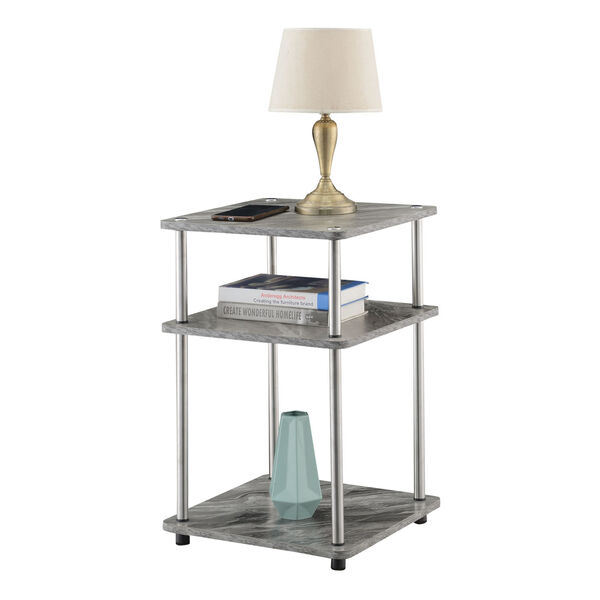 Design2Go Faux Gray Marble and Chrome Three-Tier End Table, image 3