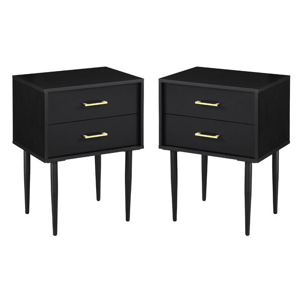 Savanna Solid Black Two Drawer Nightstand, Set of Two, image 1