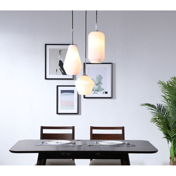 Gene Chrome 17-Inch Three-Light Pendant with Frosted White Glass, image 2