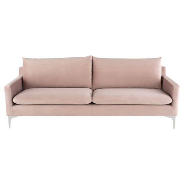 Anders Blush and Stainless Steel Sofa, image 2