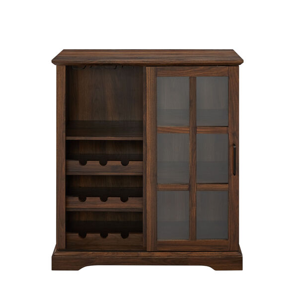 Lennon Dark Walnut and Black Sliding Glass Door Bar Cabinet, image 4