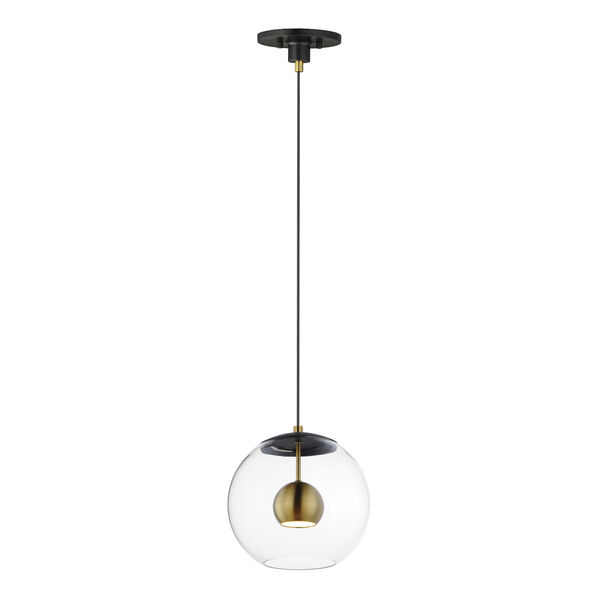 Nucleus Black and Natural Aged Brass 11-Inch LED Pendant, image 1