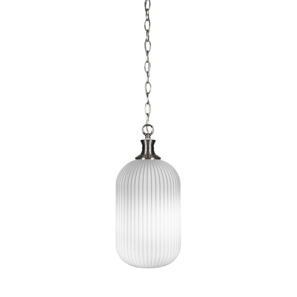 Carina Brushed Nickel One-Light 17-Inch Chain Hung Mini Pendant with Opal Frosted Glass, image 1