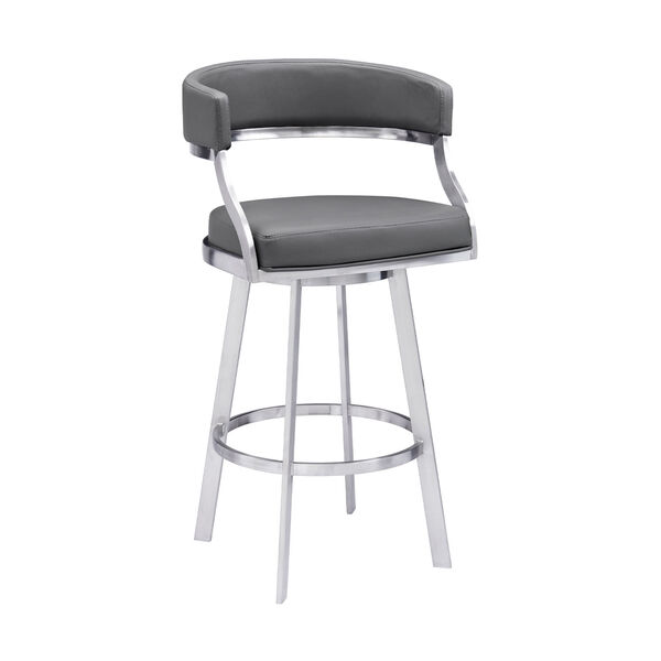 Saturn Gray and Stainless Steel Counter Stool, image 1