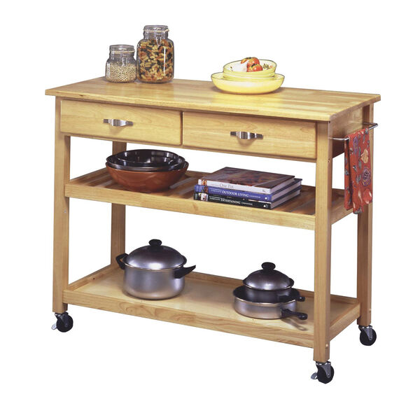 Solid Wood Top Kitchen Cart, image 1