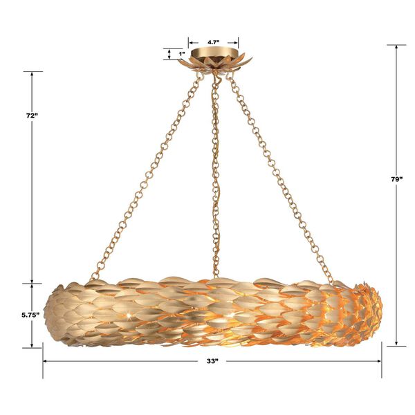 Broche Antique Gold Eight-Light Pendant, image 3