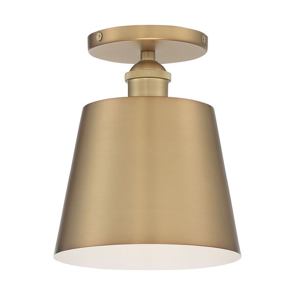 Motif Brushed Brass and White Seven-Inch One-Light Semi-Flush Mount, image 4