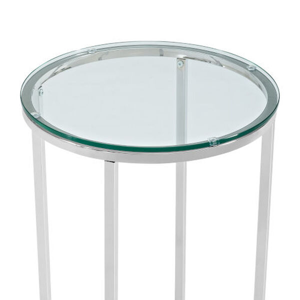 Alissa Glass and Chrome Metal X-Leg Side Table, Set of Two, image 4
