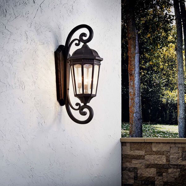 Courtyard Rubbed Bronze Three-Light Outdoor Wall Sconce, image 2