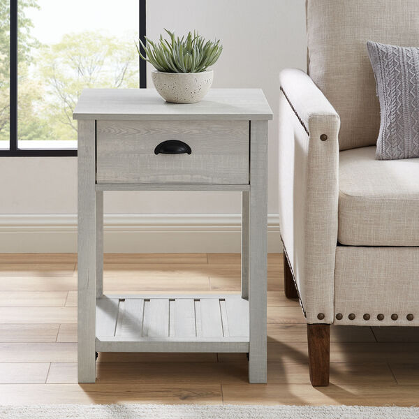 Stone Gray Single Drawer Side Table, Set of Two, image 2