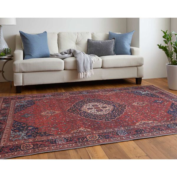 Rawlins Bohemian Eclectic Medallion Red Blue Tan Area Rug, image 4