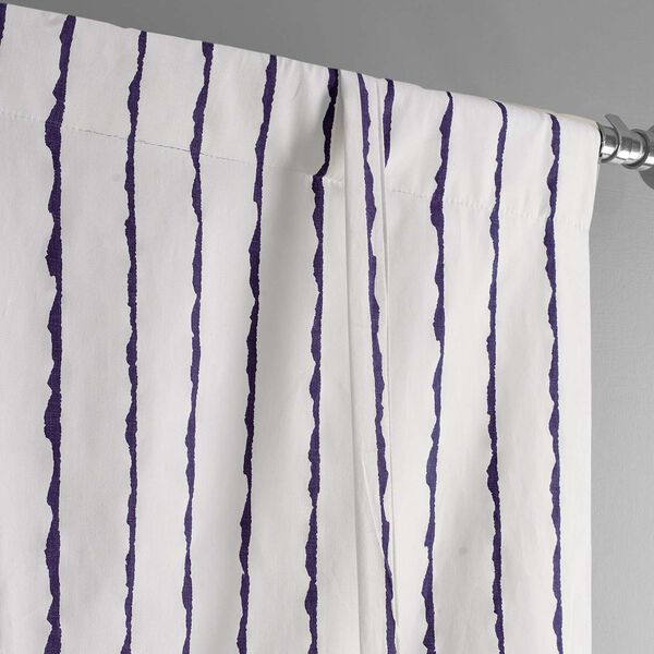 Sharkskin Blue Stripe Printed Cotton Tie-Up Window Shade Single Panel, image 5