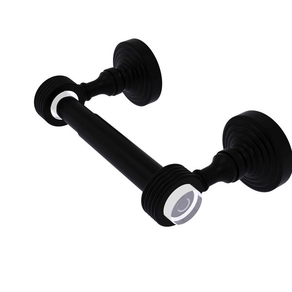 Pacific Grove Matte Black Two-Inch Two Post Toilet Paper Holder with Groovy Accents, image 1