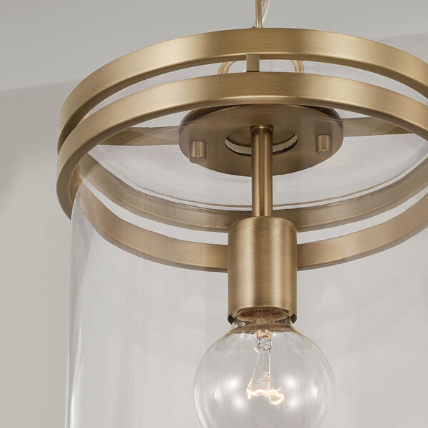 Fuller Aged Brass One-Light Pendant with Clear Glass, image 2