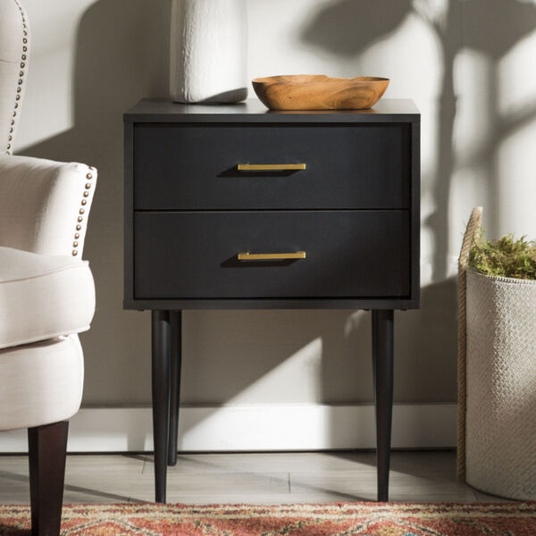 Savanna Solid Black Two Drawer Nightstand, Set of Two, image 2