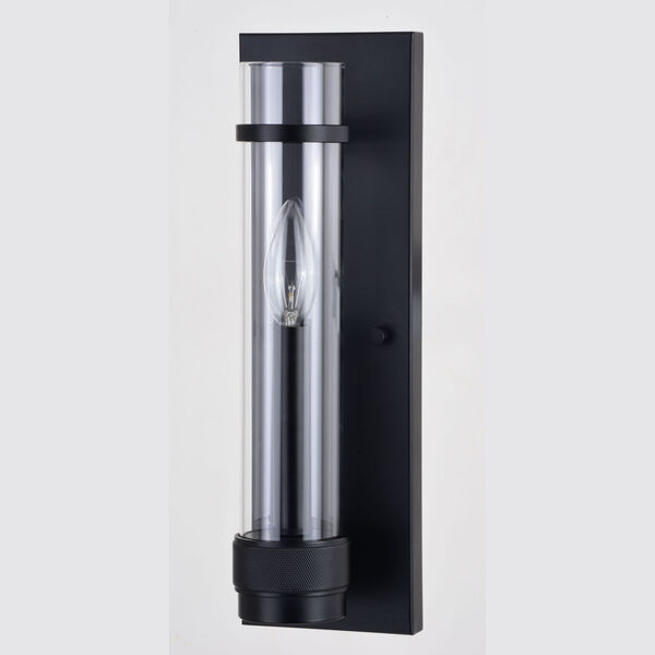 Bari Matte Black Four-Inch One-Light Wall Sconce with Clear Cylinder Glass, image 5