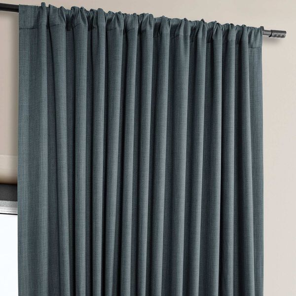 Reverie Blue Faux Linen Extra Wide Room Darkening Single Panel Curtain, image 4