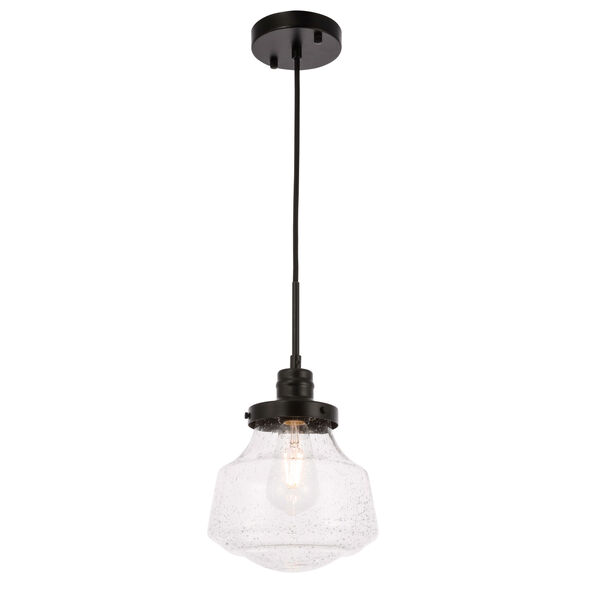Lyle Black Eight-Inch One-Light Mini Pendant with Clear Seeded Glass, image 6