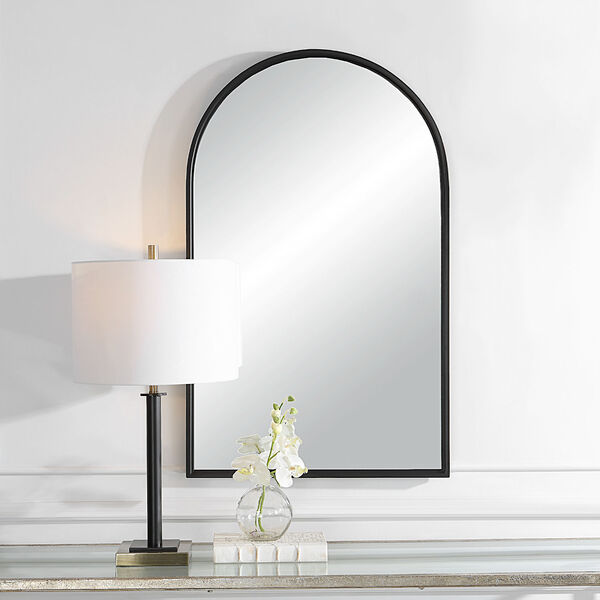 Linden Matte Black Arch Wall Mirror, image 1