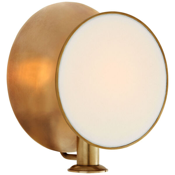 Osiris Single Reflector Sconce in Hand-Rubbed Antique Brass with Linen Diffuser by Thomas O'Brien, image 1