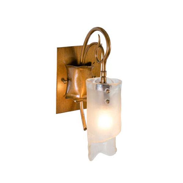 SoHo One-Light Bath/Sconce in Hammered Ore with Brown Tint Ice Glass, image 2