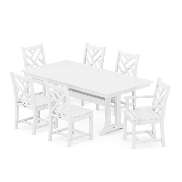 Chippendale White Trestle Dining Set, 7-Piece, image 1