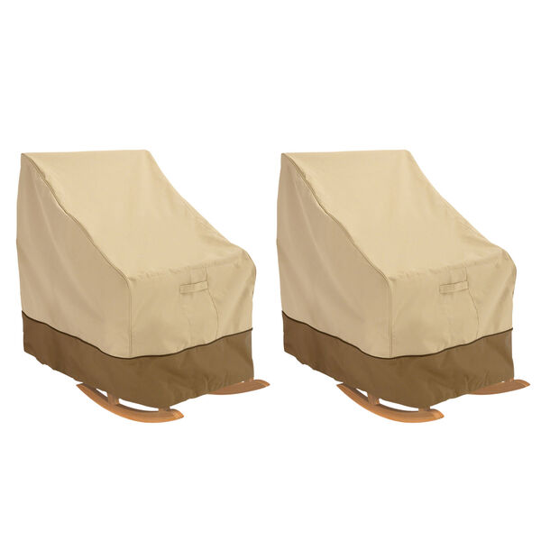 Ash Beige and Brown 32-Inch Rocking Chair Cover, Set of 2, image 1