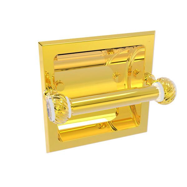 Pacific Grove Polished Brass Six-Inch Recessed Toilet Paper Holder with Twisted Accents, image 1