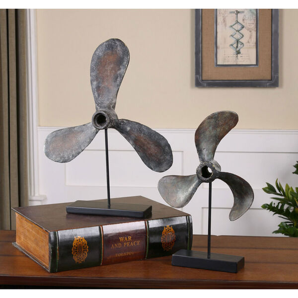 Rust Propellers Sculptures, Set of Two, image 2
