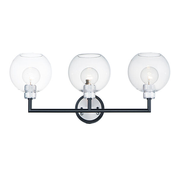 Vessel Black and Brushed Aluminum Three-Light Wall Sconce, image 1