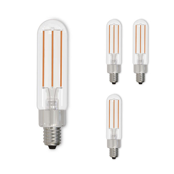 Pack of 4 Clear Glass T6 LED Candelabra E12 Dimmable 4.5W 3000K Light Bulb, image 1