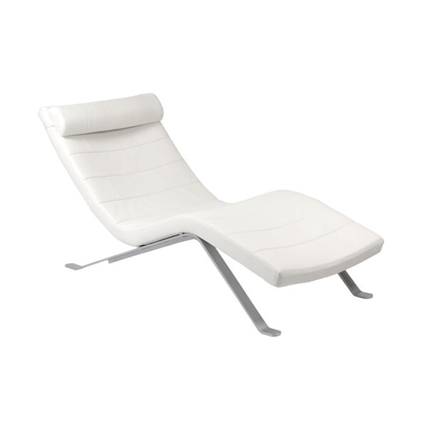 Gilda White and Silver 66-Inch Lounge Chair, image 1