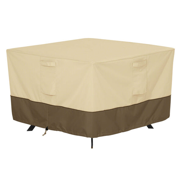 Ash Beige and Brown 40-Inch Square Patio Table Cover, image 1