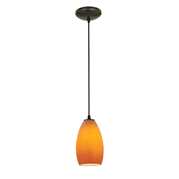 Champagne Oil Rubbed Bronze LED Cord Mini Pendant with Maya Glass Shade, image 1