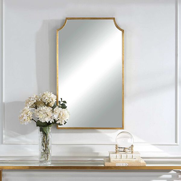 Uptown Curved Corner Gold Frame Wall Mirror, image 1