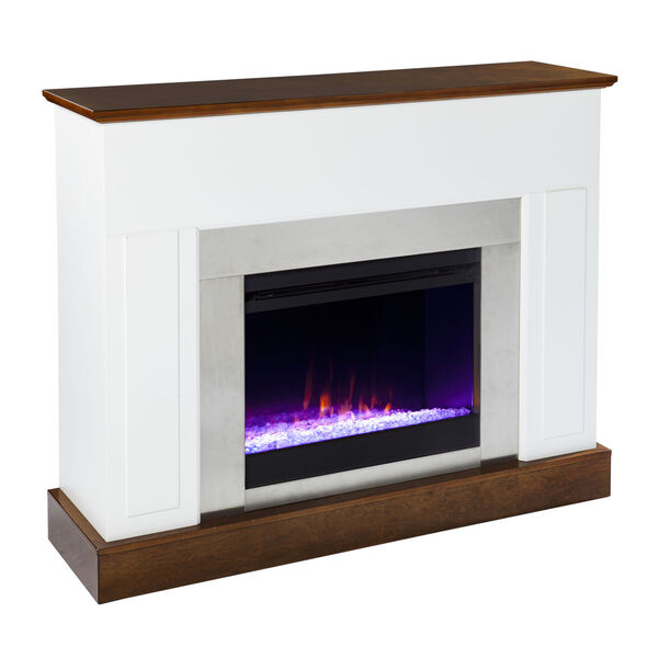 Eastrington White and Dark Tobacco Color Changing Electric Fireplace, image 2