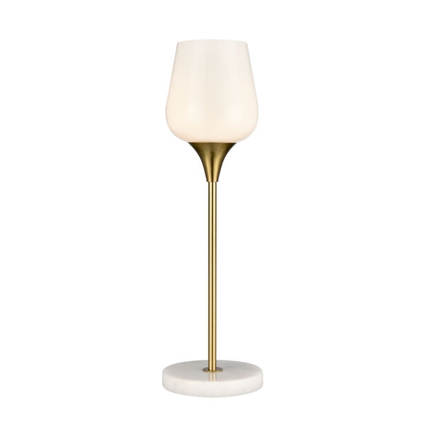 Finch Lane Satin Gold and White One-Light Table Lamp, image 1